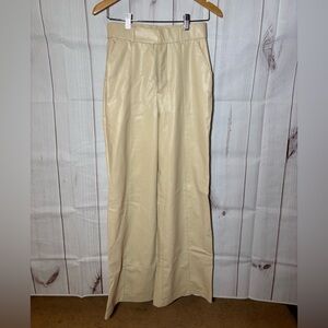 Zara Cream Pleather Dress Pants Wide Leg